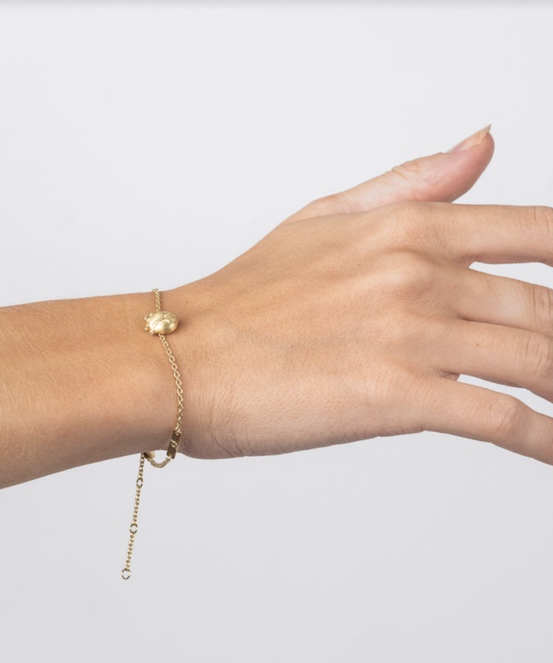 Alternative view of Small Gold Anatomic Heart, armbånd 925s adj 19/20/21cm