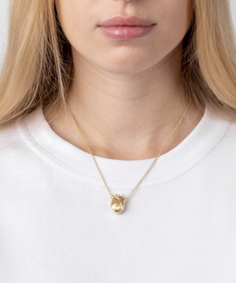 Alternative view of Medium Gold Anatomic Heart, halssmykke 925s 18KGP