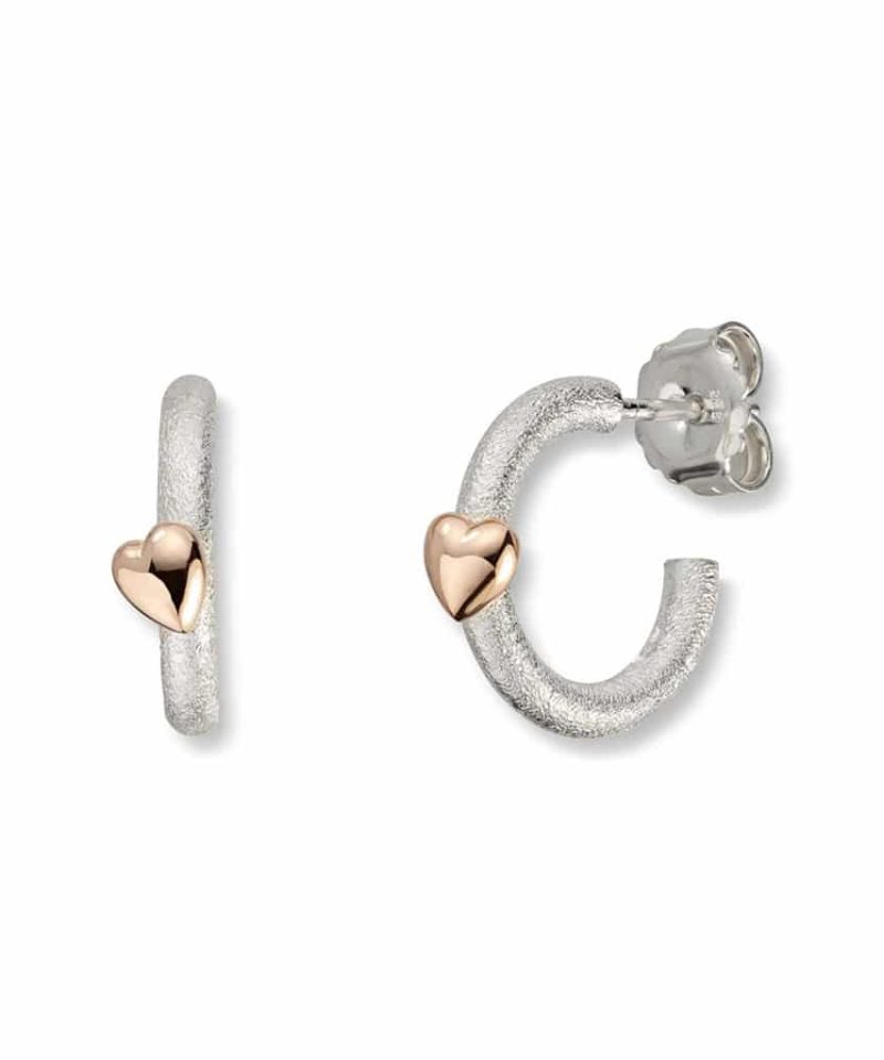Silver Heart - Øreringer i sølv med gullhjerte