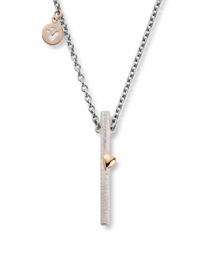 Silver Heart - Anheng i sølv med gullhjerte