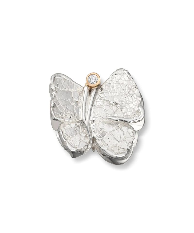 Butterfly - Smykkelås i sølv med gull og diamanter