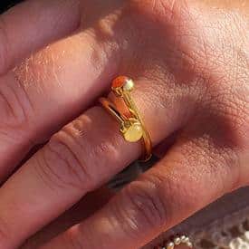 Alternative view of Horizon Ring Blue mix - goldplated