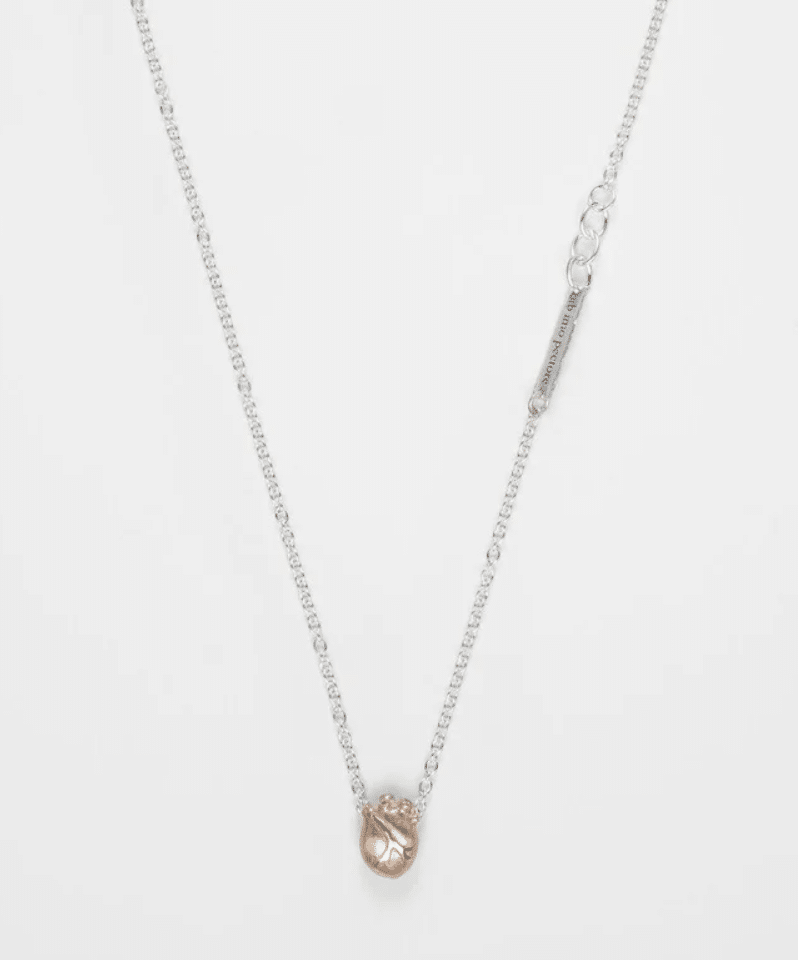 Small Rose Gold Anatomic Heart, halssmykke 925s adj 45/50/55 cm