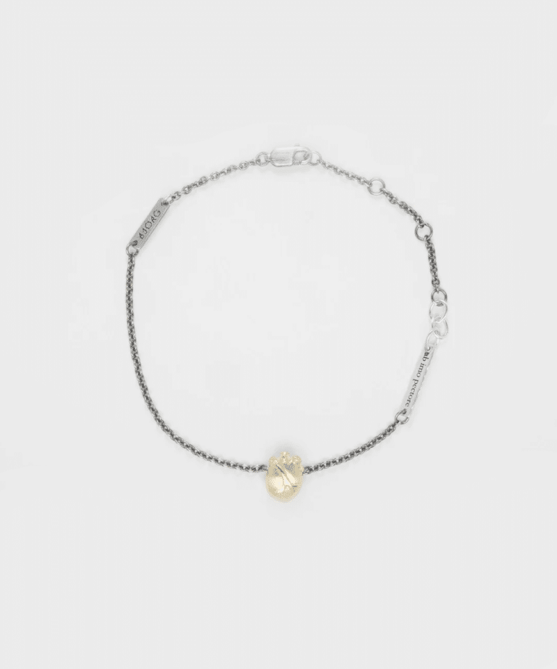 Small Gold Anatomic Heart, armbånd 925s adj 19/20/21cm