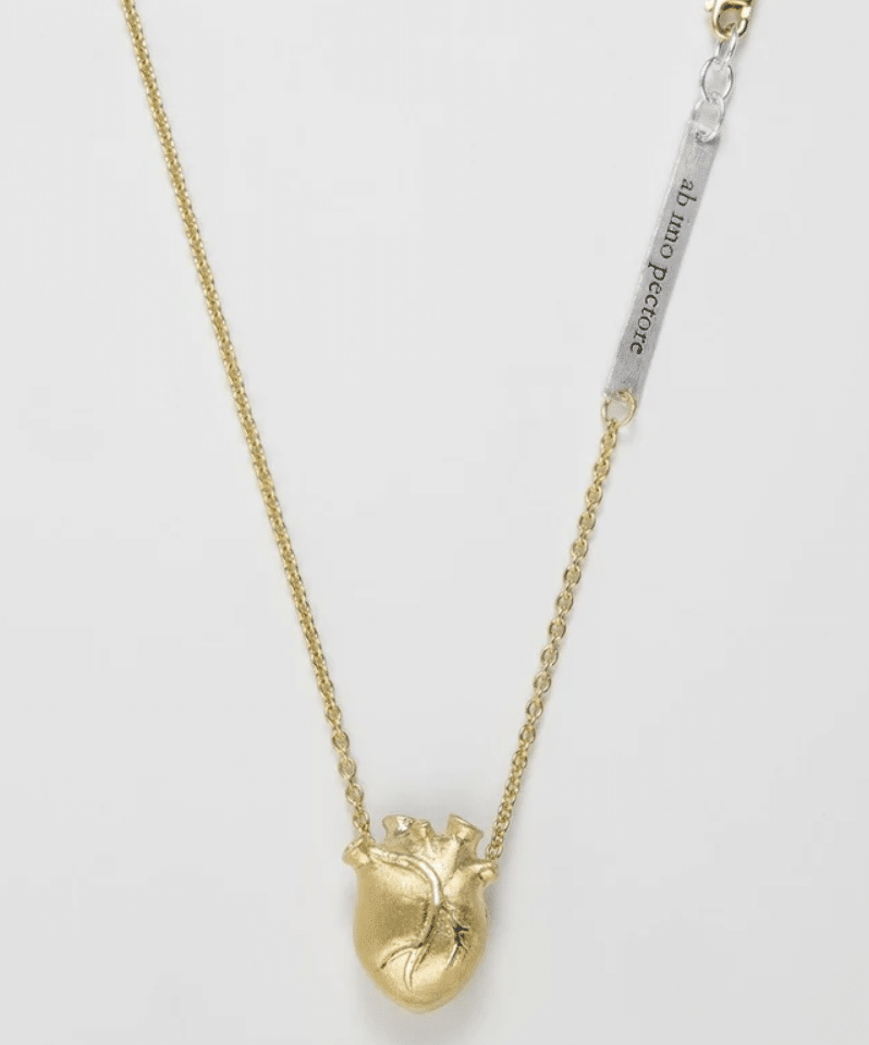 Medium Gold Anatomic Heart, halssmykke 925s 18KGP