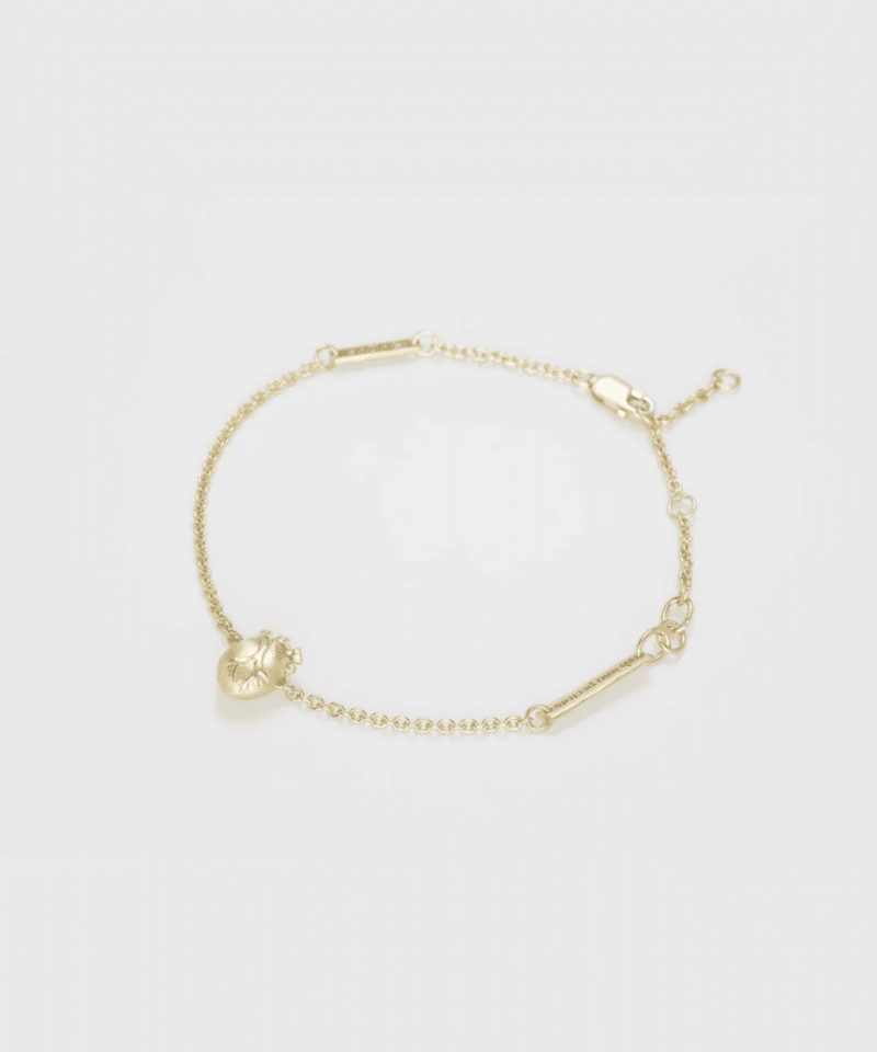 Small Gold Anatomic Heart, armbånd 925s adj 19/20/21cm