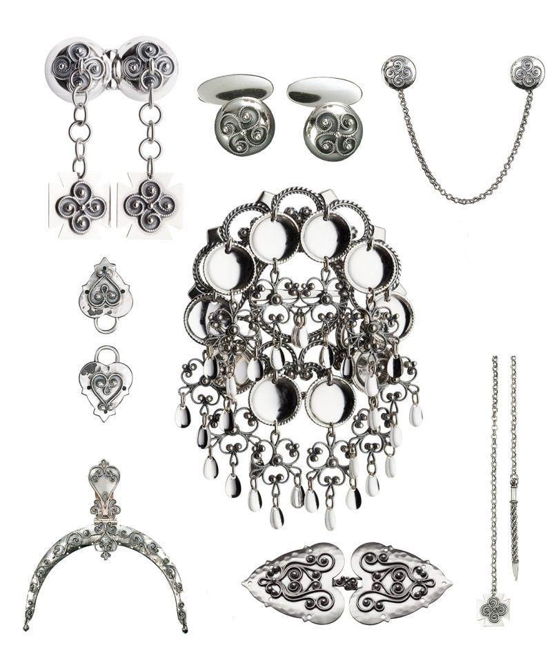 Sylvsmidja Oksidert - Komplett sett m/veskelås i sølv