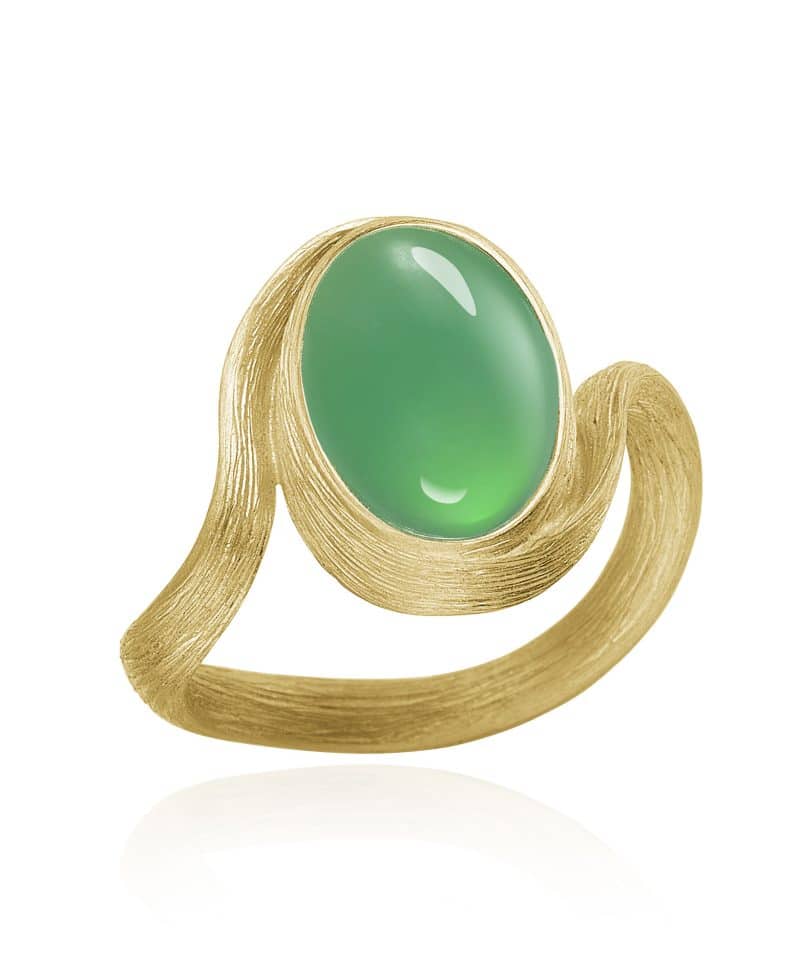 Vega Ring i gull med Krysopras liten