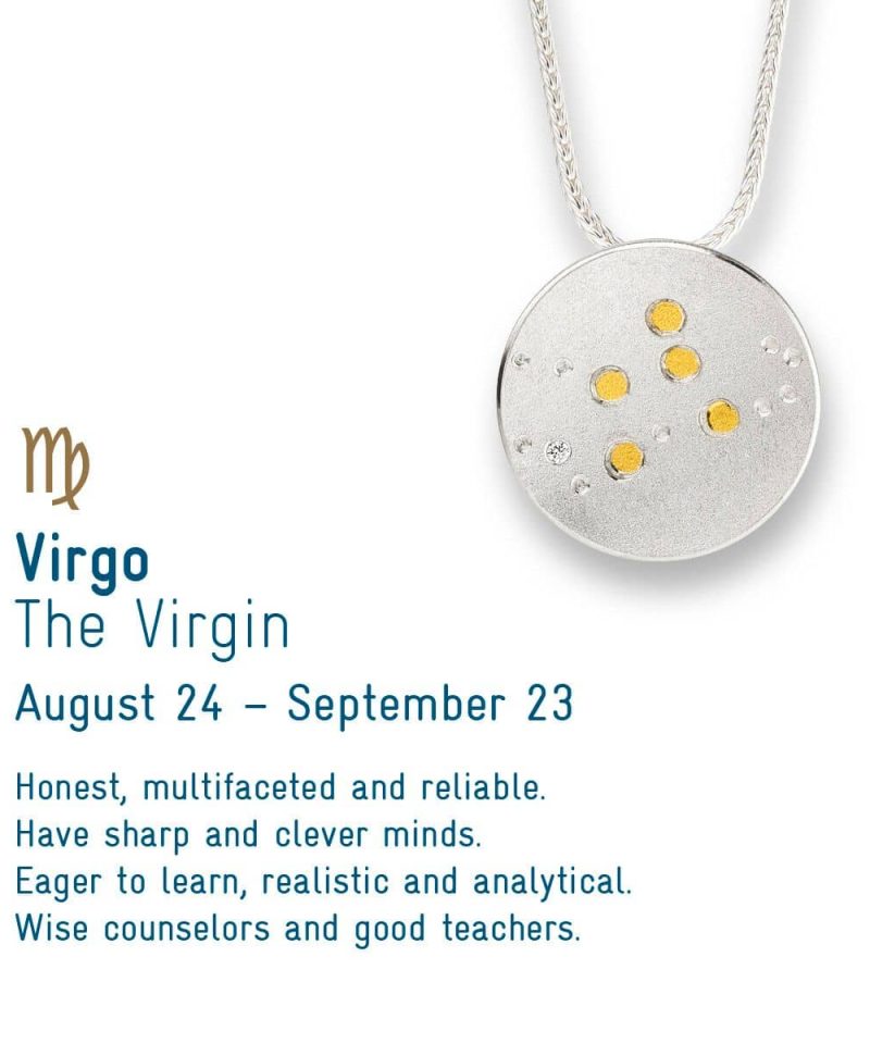 Alternative view of Manu Sternernschmuck - Anheng Stjernetegn Jomfruen sølv/gull, inkl 45cm sølvkj