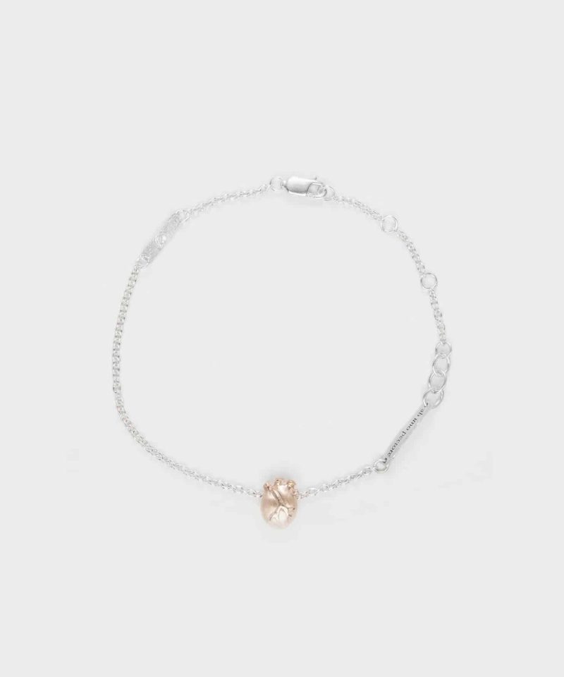 Small Rose Gold Anatomic Heart, armbånd 925s adj 19/20/21cm