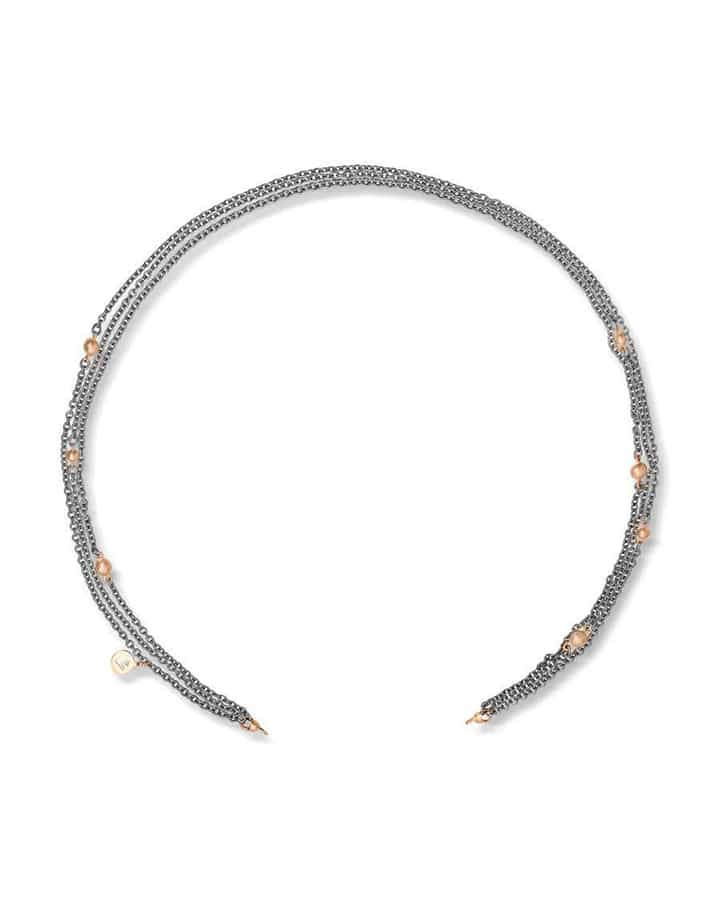 Golden - Stålkjede 3 rader med gullkuler