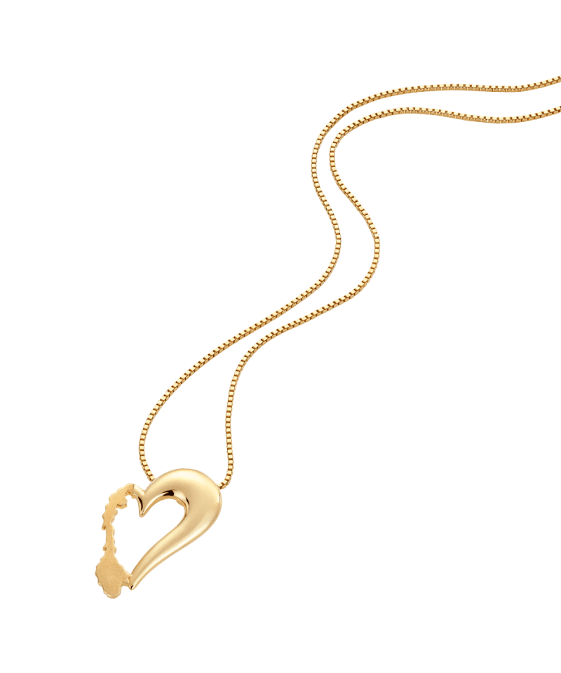 Norgeshjerte i gull lite - inkl forgylt kjede