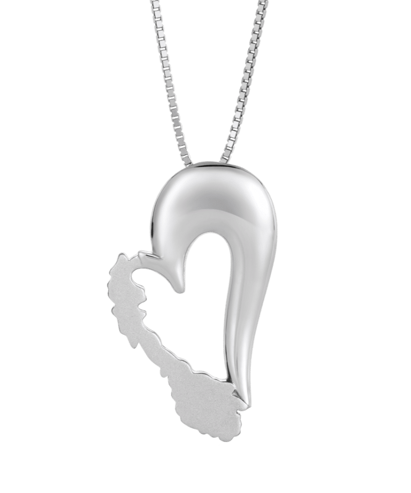 Norgeshjerte i sølv - Medium