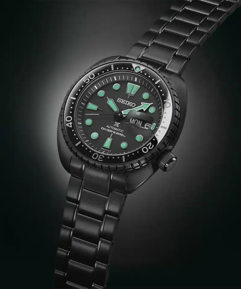 Alternative view of Seiko Prospex Black Series ‘Night Vision’ Turtle Diver - SRPK43K1
